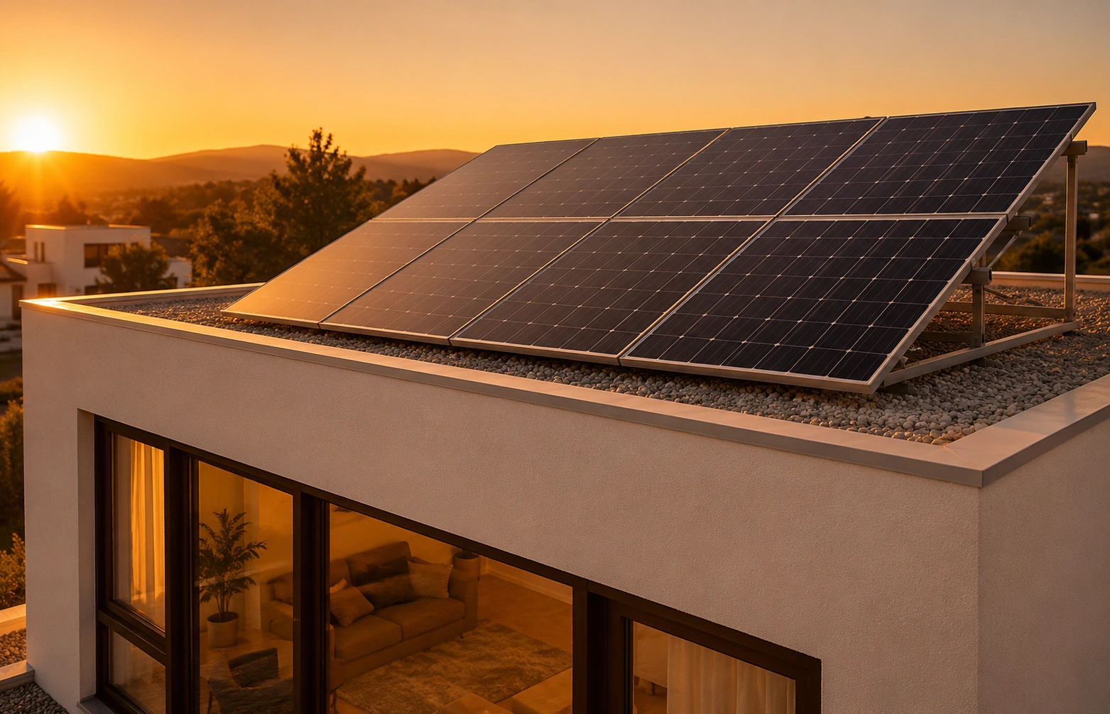 Paneles solares fotovoltaicos instalados en el techo de una casa Las Loicas — reducción de gasto eléctrico desde el primer día
