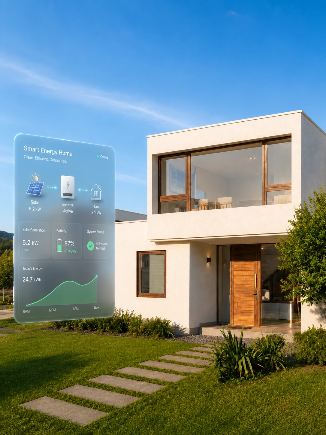 Paneles solares y sistema energético eficiente en casas Las Loicas