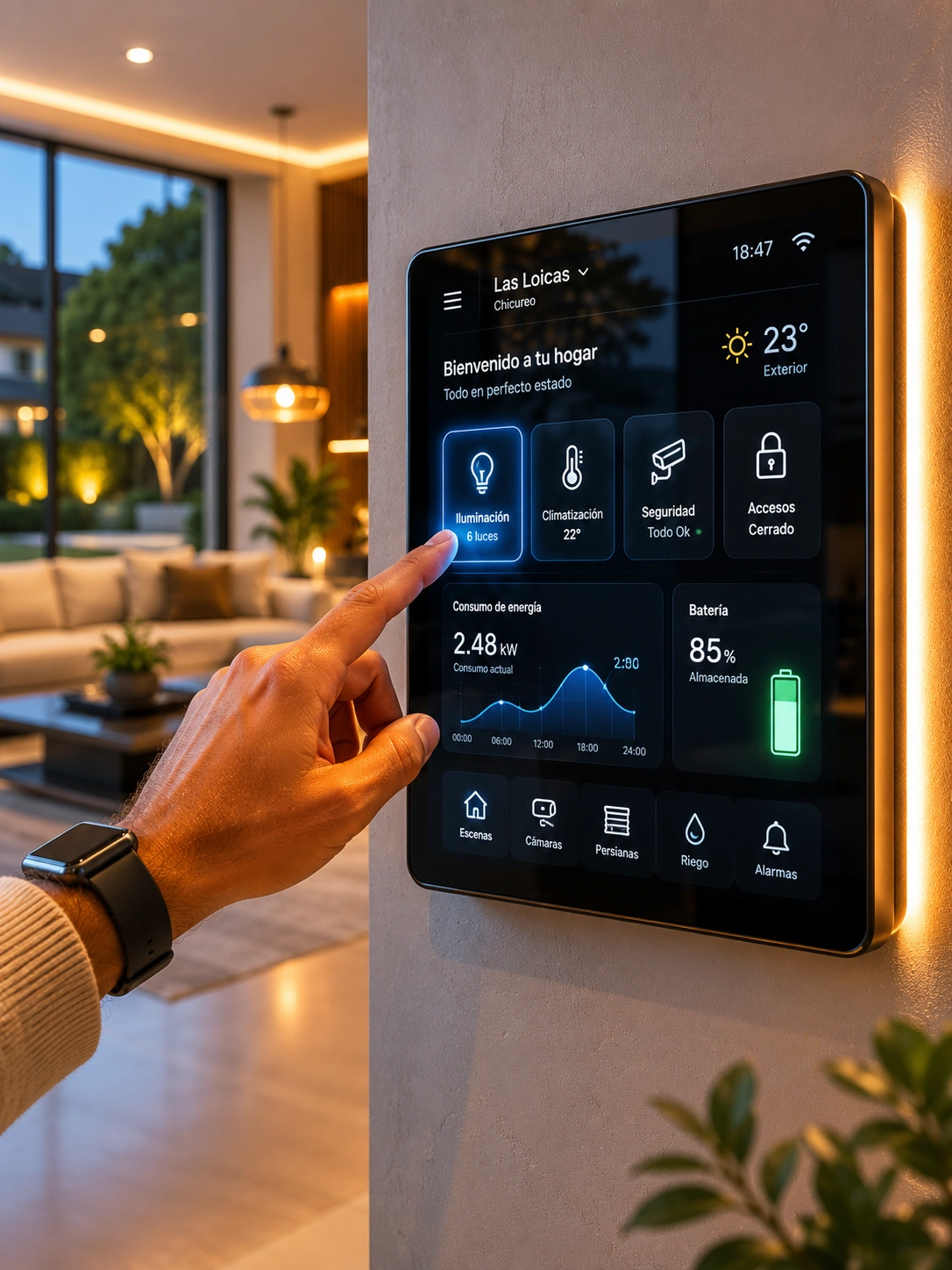 Sistema domótica Ictinos Smart con sensores y control por voz